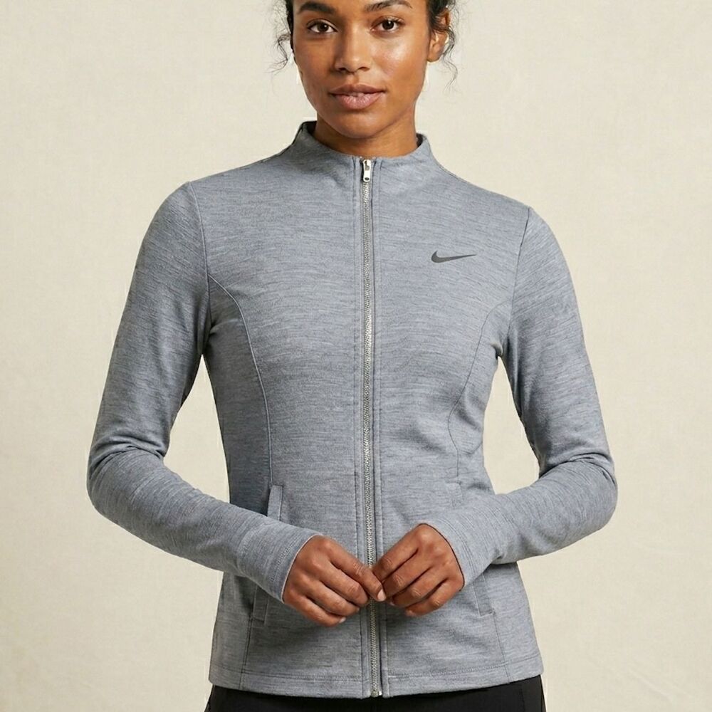 Nike Dri-FIT Luxe Fitted Yoga Training Jacket Size M Heather Grey Athleisure